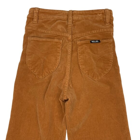 Rollas Eastcoast Flare Pant 26 Tan Corduroy High Rise Zip Fly Bohemian Fall - Picture 7 of 12
